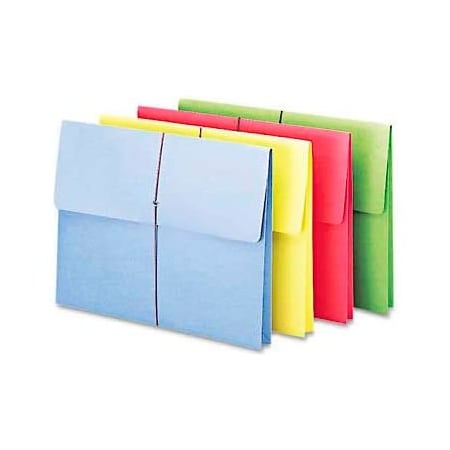 Smead Smead  2" Accordion Expansion Wallet, Elastic Cord, Ltr, Blue/Green/Red/Yellow, 50/Box 77251